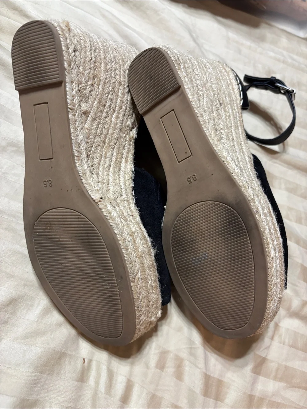 Steve Madden Black Espadrille Wedge Sandals with Ankle Strap